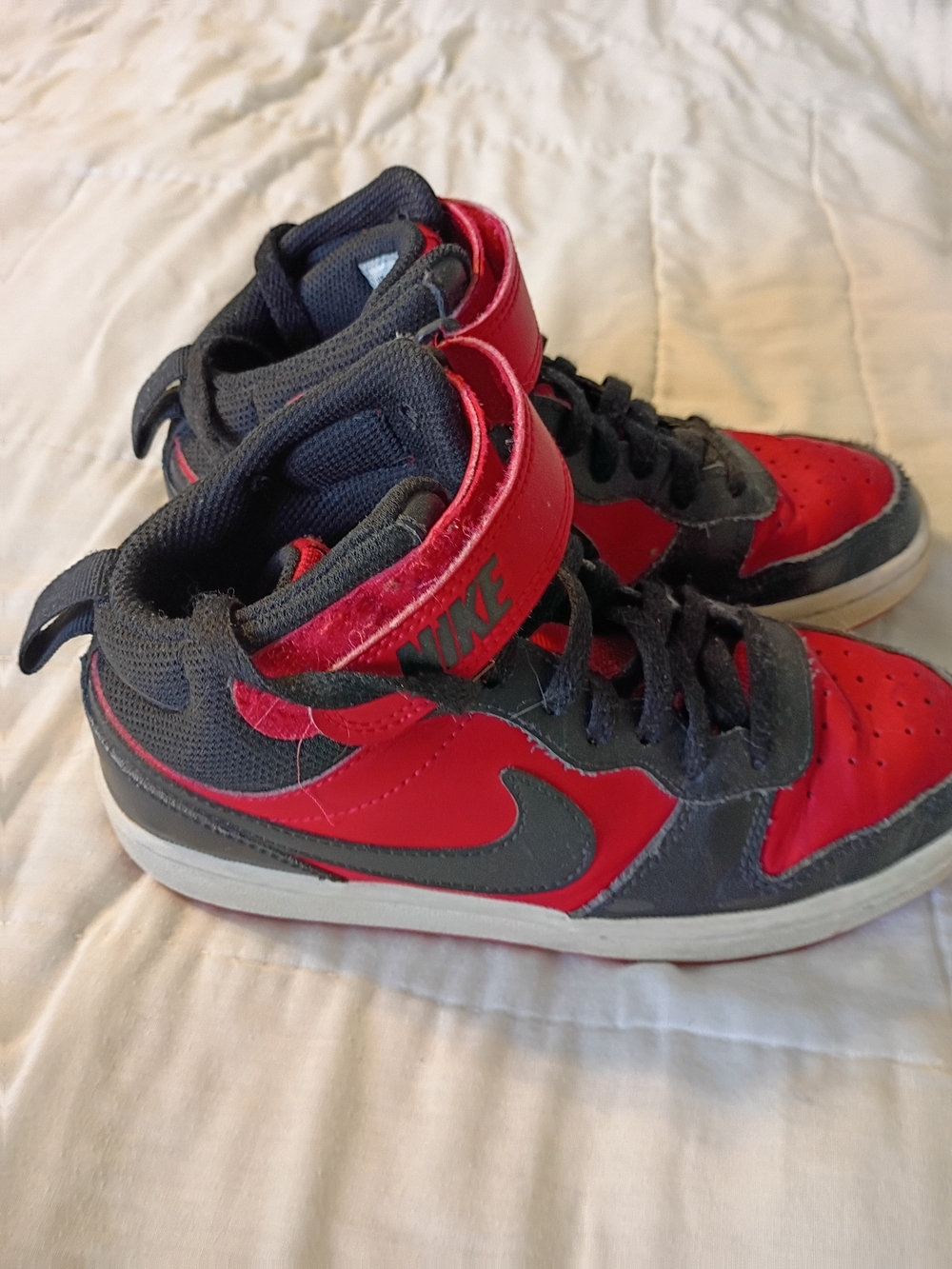 Nike Kids Red and Black High-Top Sneakers
